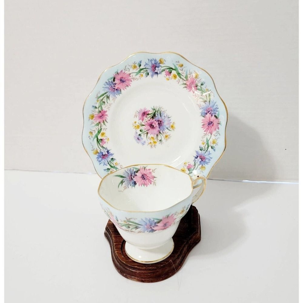 Vintage Foley Bone China Cornflower Tea Cup & Saucer